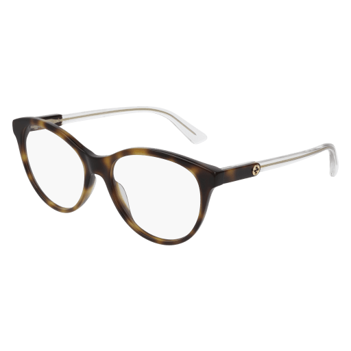 Gucci GG0486O round eyeglasses in Havana Havana Transparent