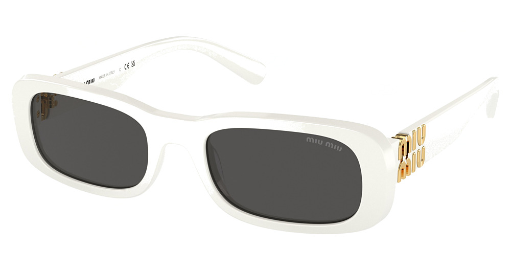 Miu Miu MU 08ZS rectangle sunglasses in White Ivory/Dark Grey