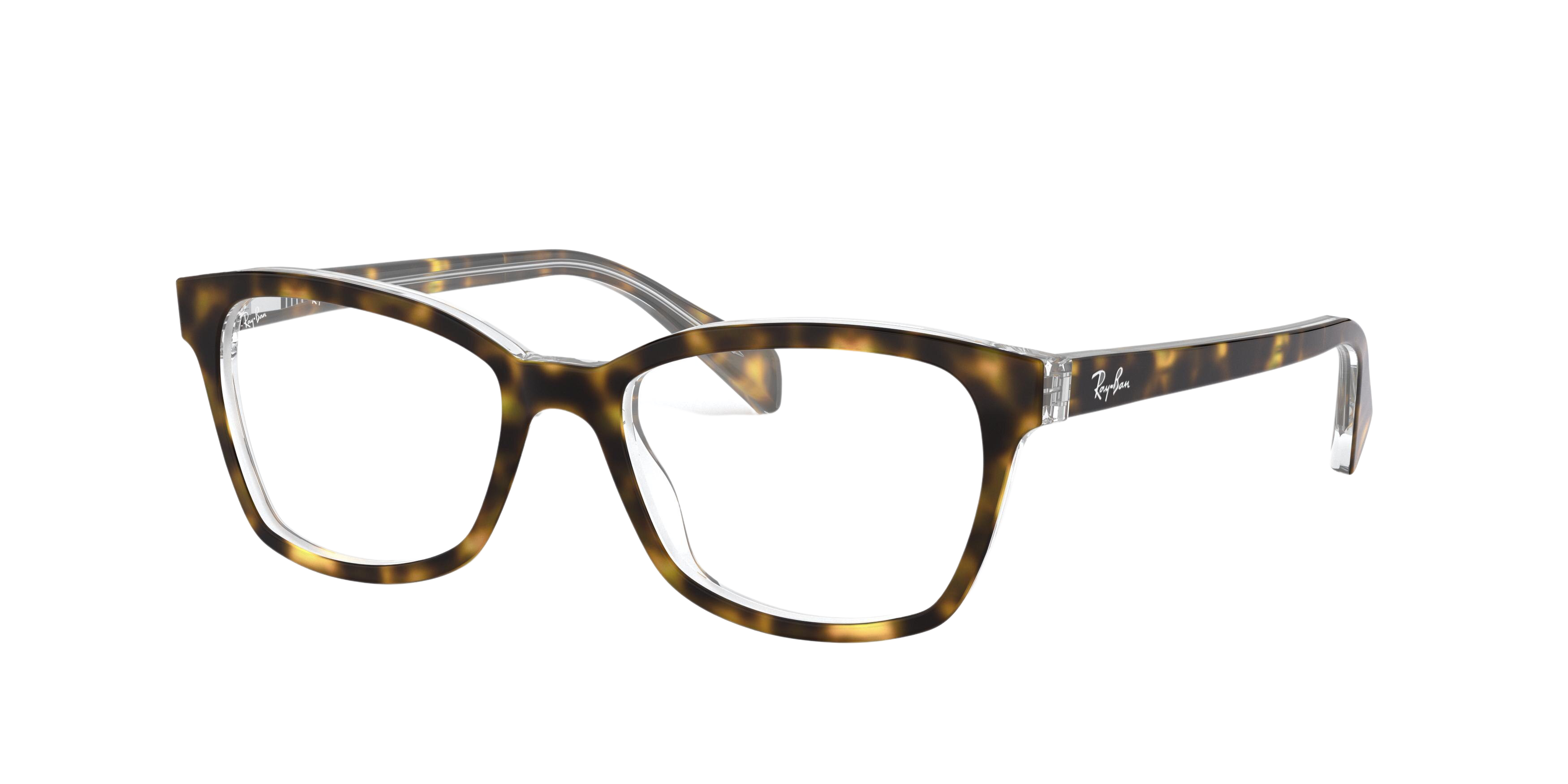 Ray-Ban RY1591 square eyeglasses in Top Havana on Trasparent