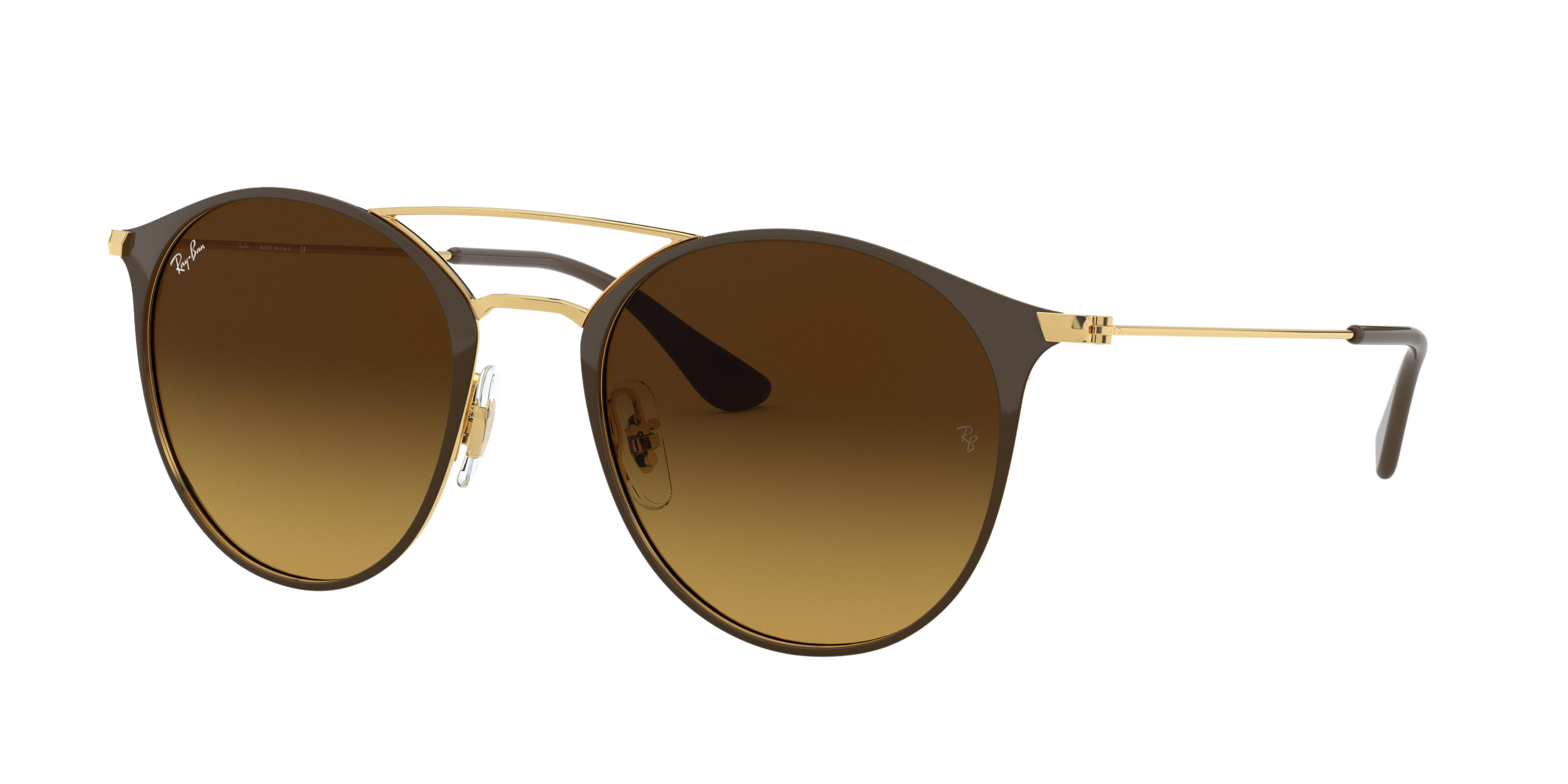 Ray-Ban RB3546 round sunglasses in Gold Top Brown