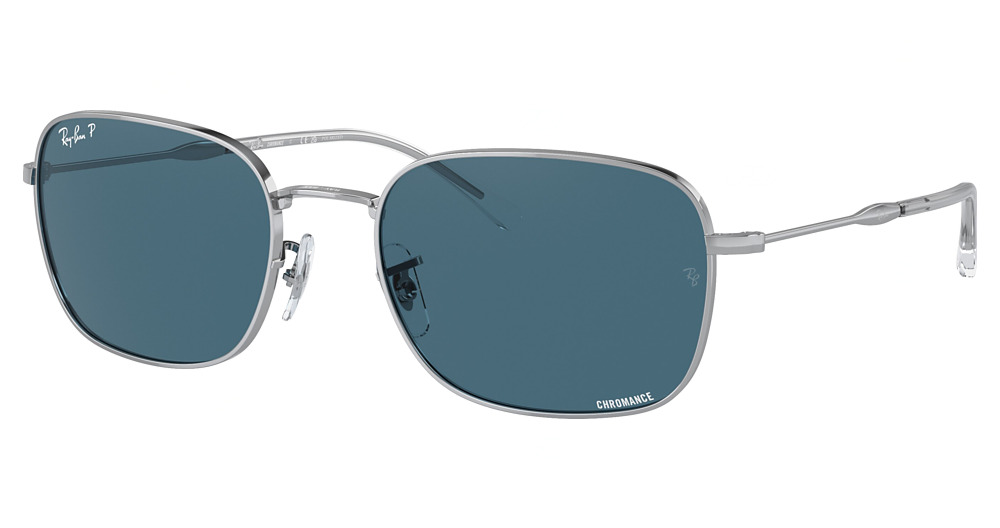 Ray-Ban RB3706 round sunglasses in Silver/Polarized Blue