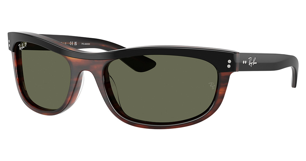 Ray-Ban RB2489 BALORAMA round sunglasses in Black on Havana/Green Polarized