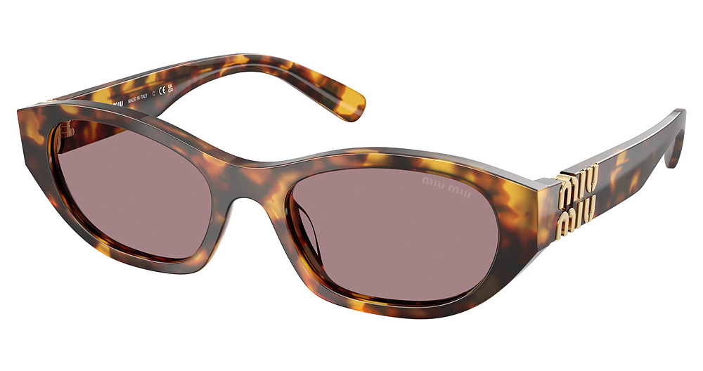 Miu Miu MU A03S round sunglasses in Honey Havana/Light Purple Brown