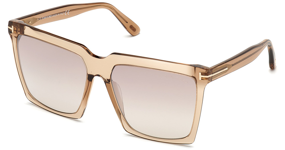 Tom Ford FT0764 square sunglasses in Shiny Beige/Brown Mirror