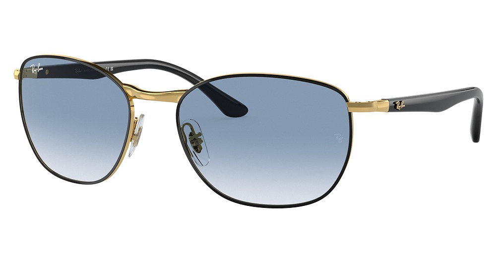 Ray-Ban RB3702 round sunglasses in Black on Arista/Clear Gradient Blue
