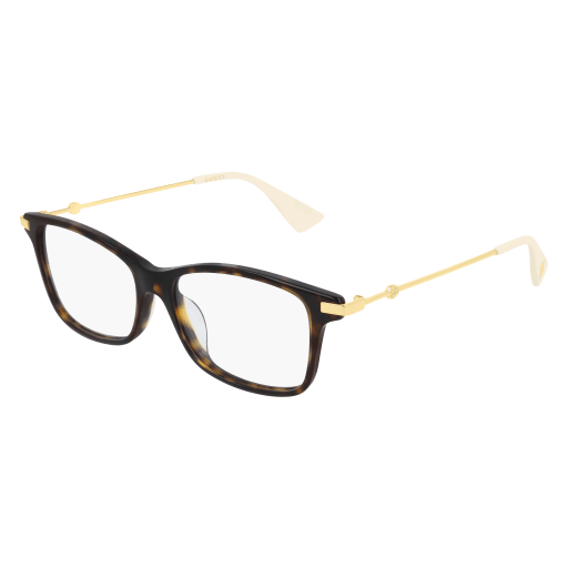 Gucci GG0513OA square eyeglasses in Havana Gold Transparent