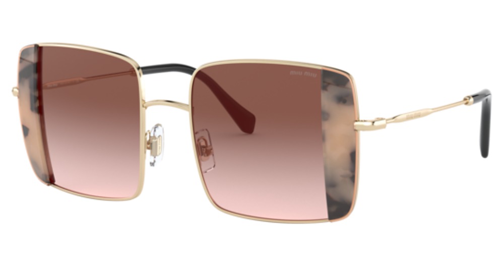 Miu Miu MU 56VS square sunglasses in Pink Gold/Pink Havana/Gradient Brown