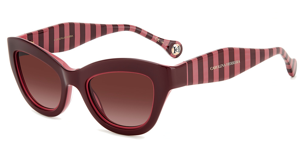 Carolina Herrera HER 0086/S rectangle sunglasses in Burgundy Pink/Burgundy Shaded