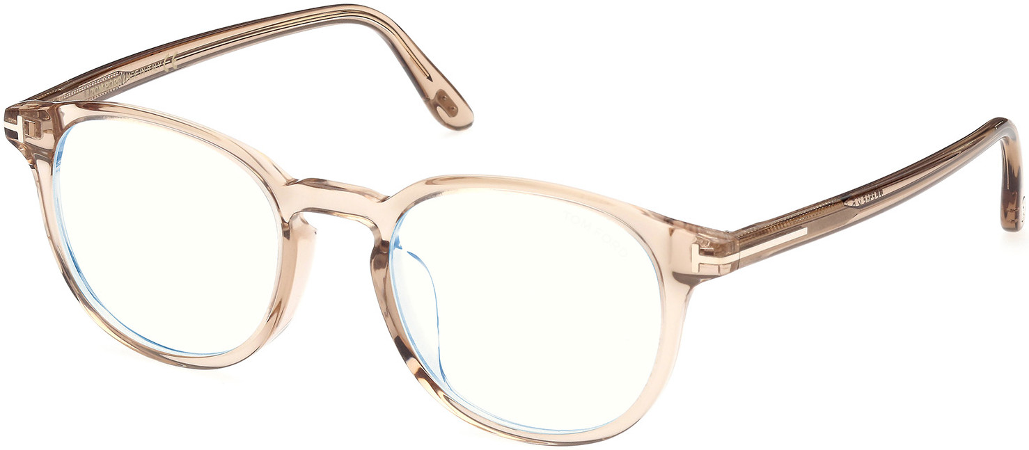 Tom Ford FT5795-K-B round eyeglasses in Shiny Light Brown