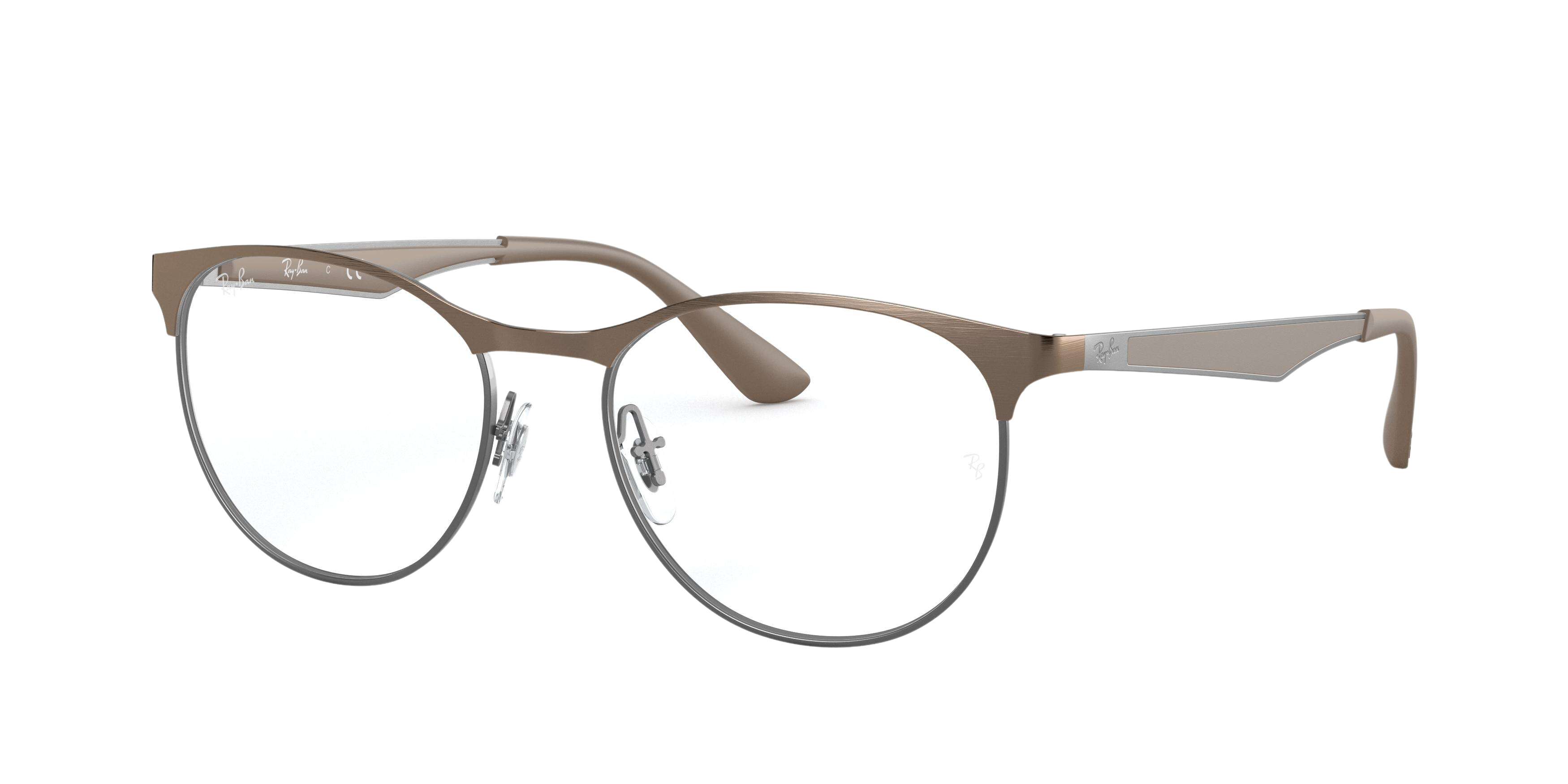 Ray-Ban RX6365 round eyeglasses in Light Brown Gloss