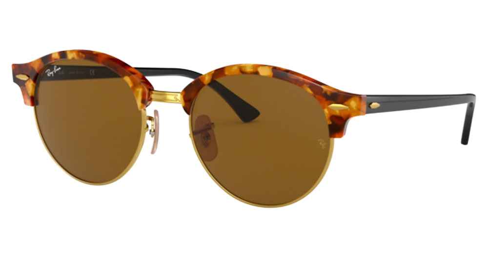 Ray-Ban RB4246 CLUBROUND round sunglasses in Spotted Brown Havana/B 15 Brown