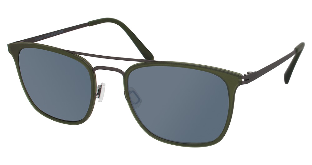 Modo 657 aviator sunglasses in Dark Olive/Grey Lens, Silver Mirror