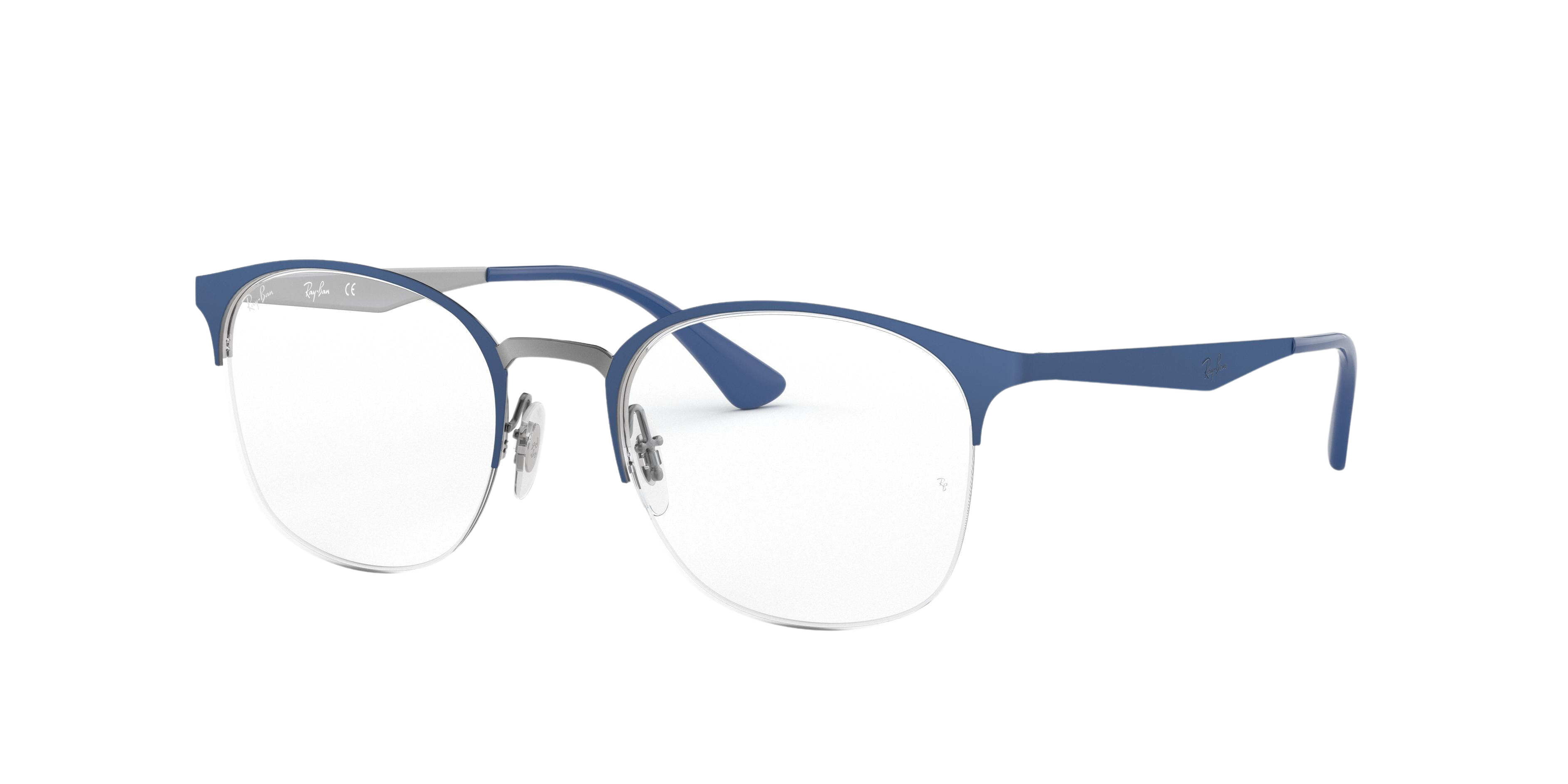 Ray-Ban RX6422 round eyeglasses in Gunmetal on Top Matte Blue