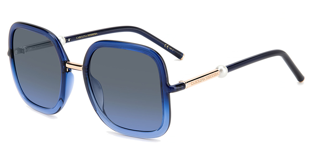 Carolina Herrera HER 0078/G/S square sunglasses in Blue Azure/Grey Shaded Blue