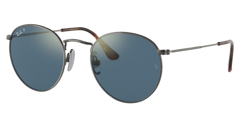 Ray-Ban RB8247 ROUND round sunglasses in Demigloss Gunmetal/Polarized Blue Mirror Gold