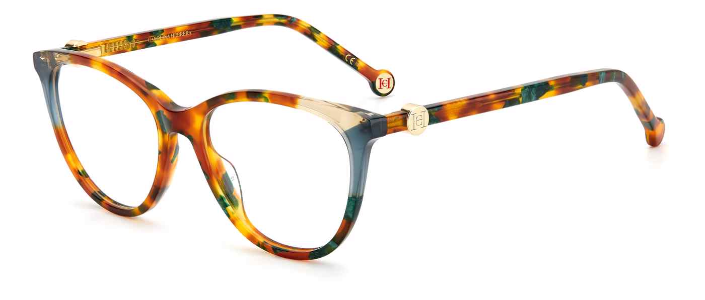 Carolina Herrera CH-0054 round eyeglasses in Green Havana