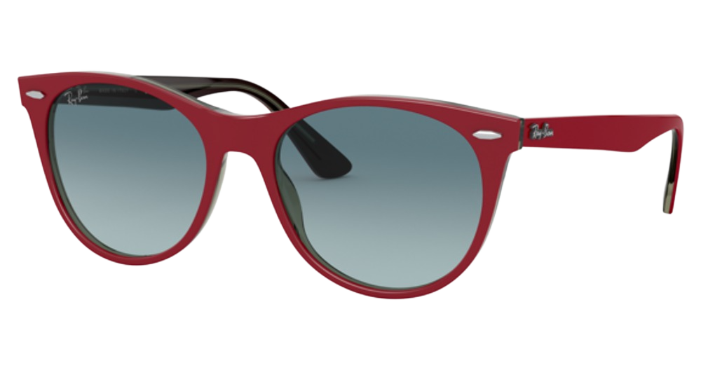 Ray-Ban RB2185 WAYFARER II round sunglasses in Red on Transparent Grey/Blue Gradient Grey