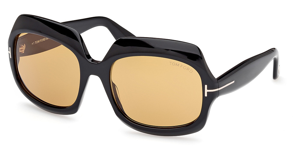 Tom Ford FT1155 irregular sunglasses in Shiny Black/Brown