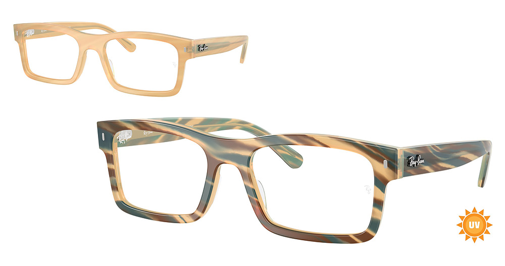 Ray-Ban RX5435 rectangle eyeglasses in Photo Striped Brown