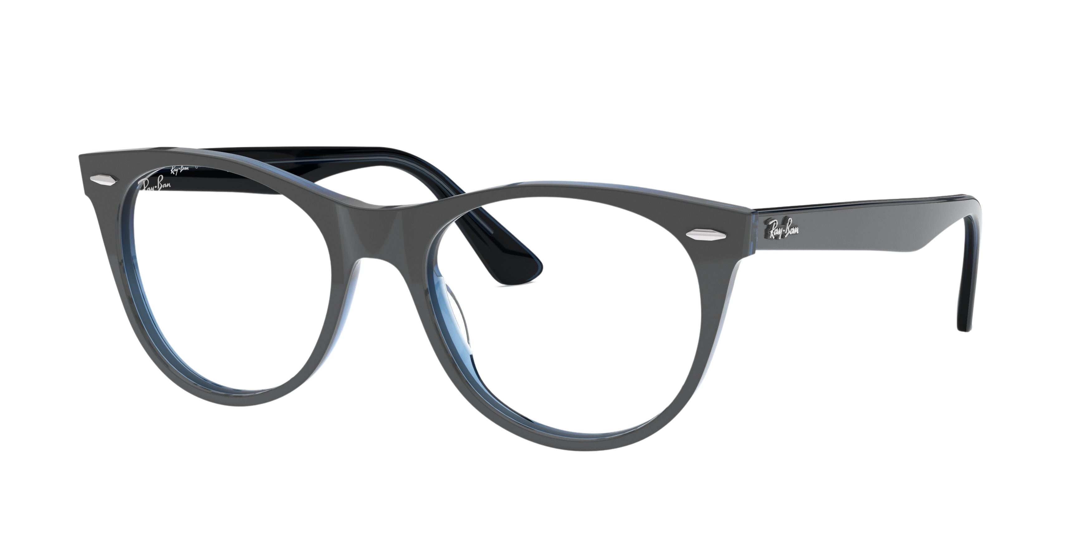 Ray-Ban RX2185V round eyeglasses in Grey on Top Trasparent Blue