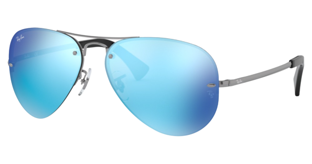 Ray-Ban RB3449 RB3449 aviator sunglasses in Gunmetal/Light Green Mirror Blue