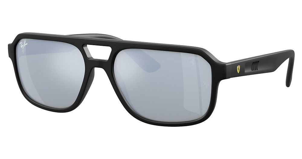 Ray-Ban RB4414M aviator sunglasses in Matte Black/Green Mirror Silver