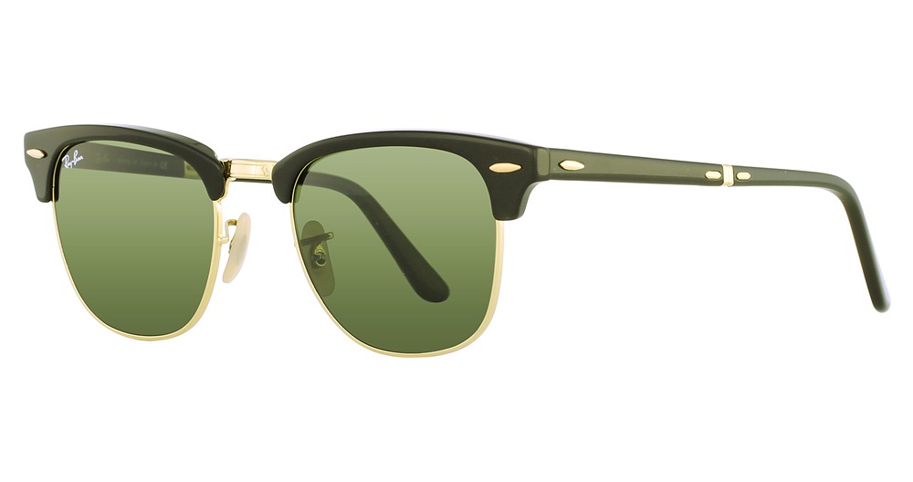 Ray-Ban RB2176 CLUBMASTER FOLDING round sunglasses in Matte Dark Havana/Polarized Brown Gradient