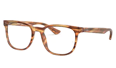 Ray-Ban RX5369 square eyeglasses in Havana Red Brown