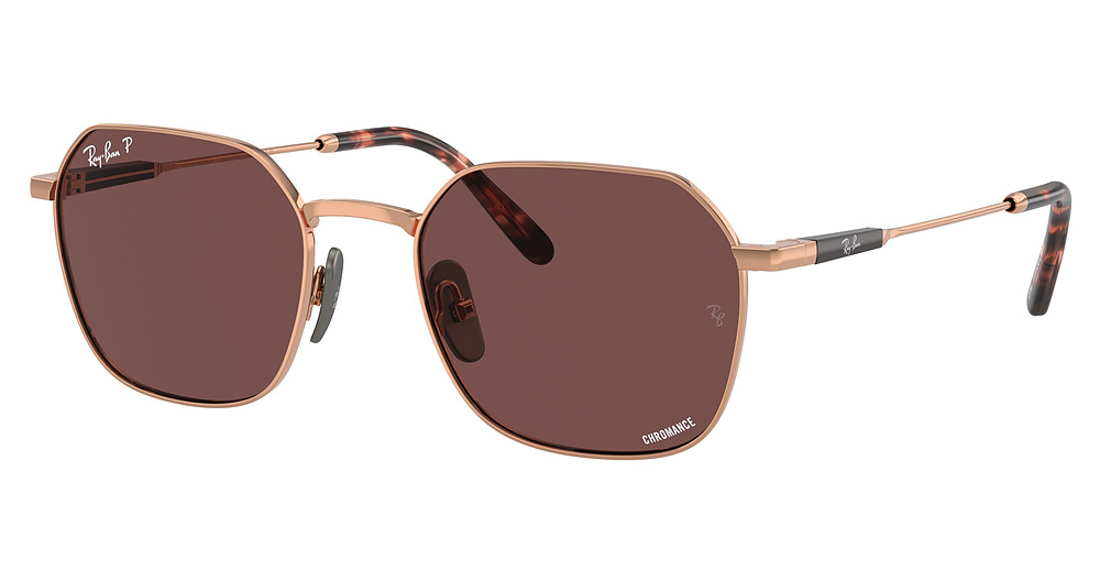Ray-Ban RB8094 JIM TITANIUM round sunglasses in Shiny Light Brown