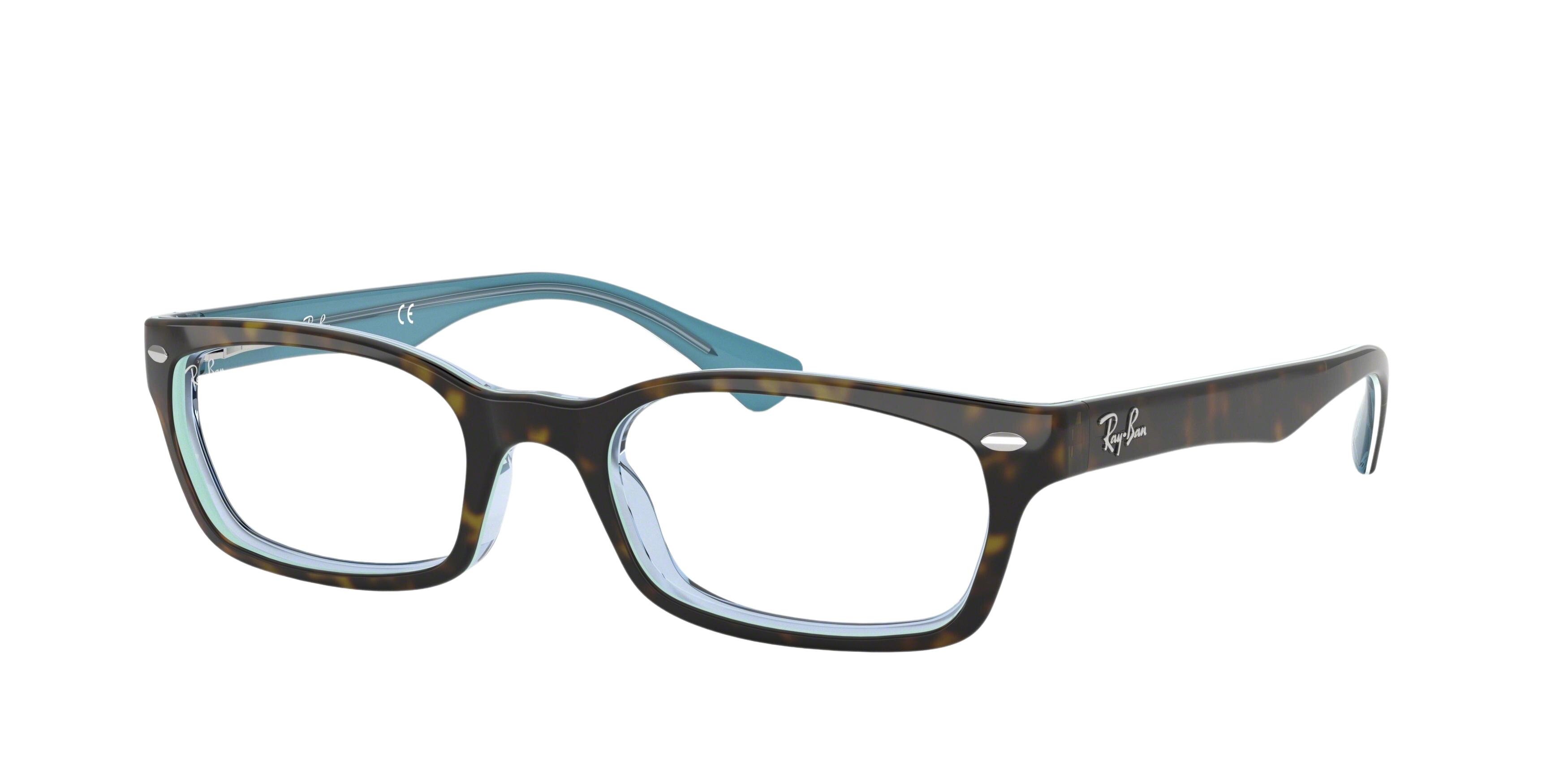 Ray-Ban RX5150 rectangle eyeglasses in Top Havana on Tr Azure