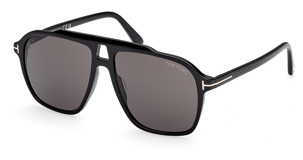 Tom Ford FT1209 aviator sunglasses in Shiny Black/Smoke