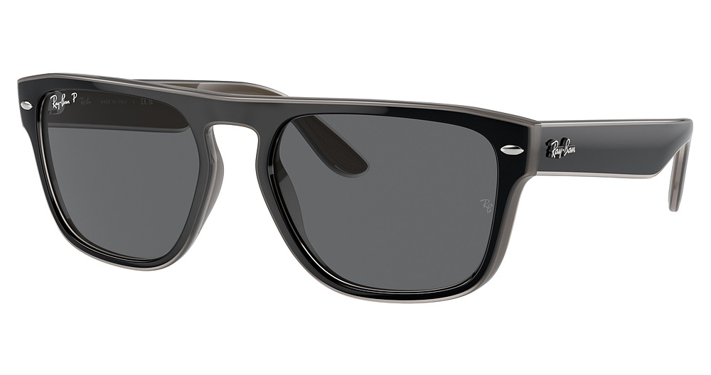 Ray-Ban RB4407 square sunglasses in Black Light Grey Transp./Dark Grey Polarized