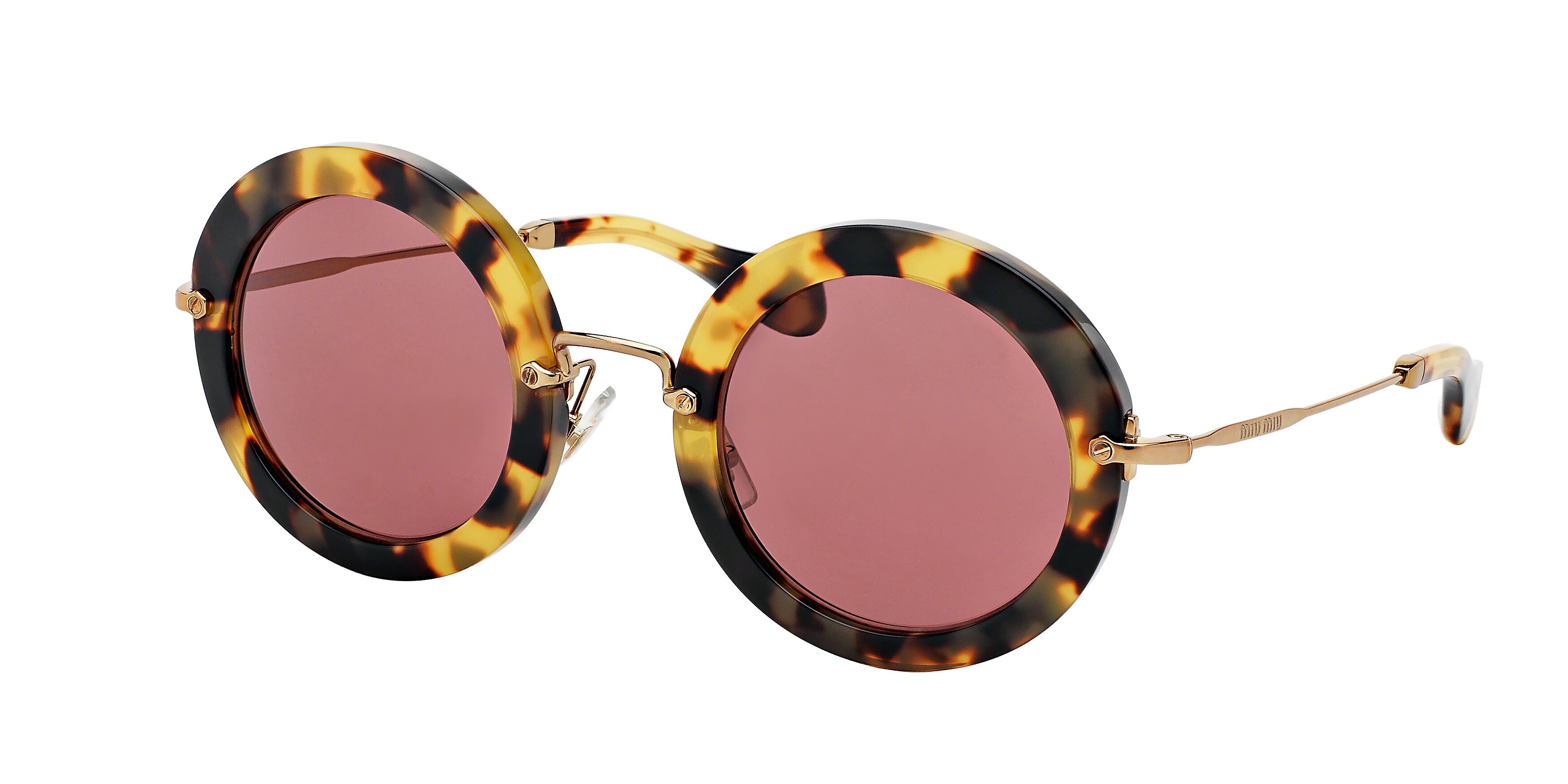 Miu Miu MU 13NS round sunglasses in Yellow Havana