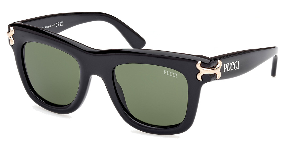 shiny black / green