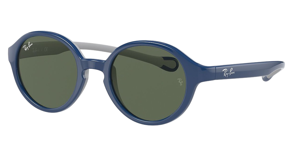 Ray-Ban RJ9075S round sunglasses in Blue on Rubber Grey/Dark Green