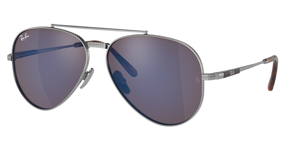 Ray-Ban RB8225 AVIATOR TITANIUM aviator sunglasses in Silver/Grey Mirror Blue