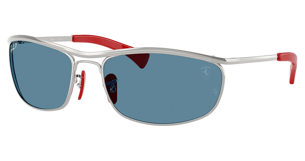 Ray-Ban RB3819M round sunglasses in Silver/Polarized Blue