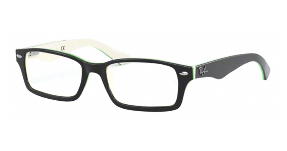 Ray-Ban RY1530 rectangle eyeglasses in Black on White/Green
