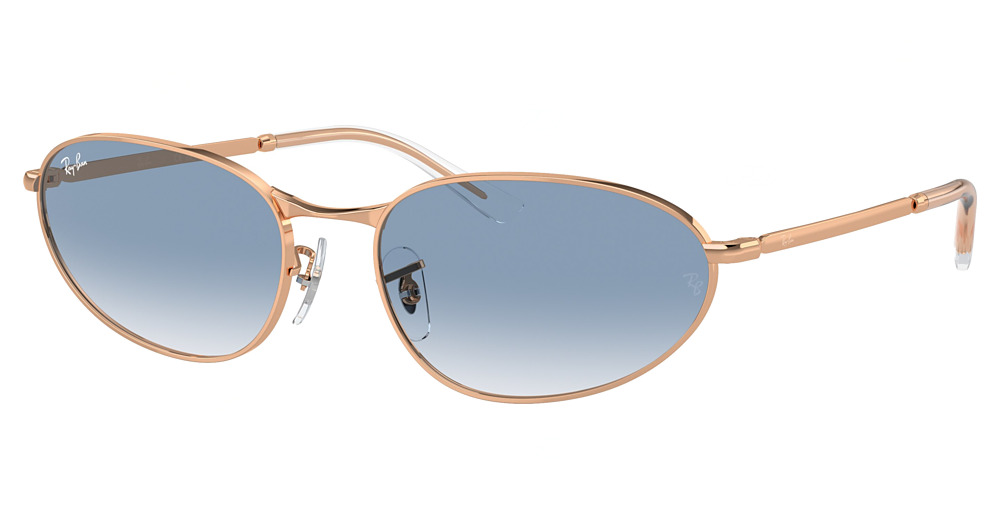 Ray-Ban RB3734 aviator sunglasses in Rosegold/Clear Gradient Blue