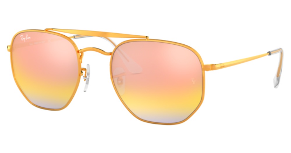 Ray-Ban RB3648 THE MARSHAL aviator sunglasses in Light Bronze/Green Mirror Gold
