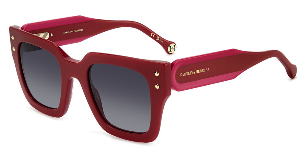 Carolina Herrera HER 0255/S square sunglasses in Red/Dark Grey Shaded